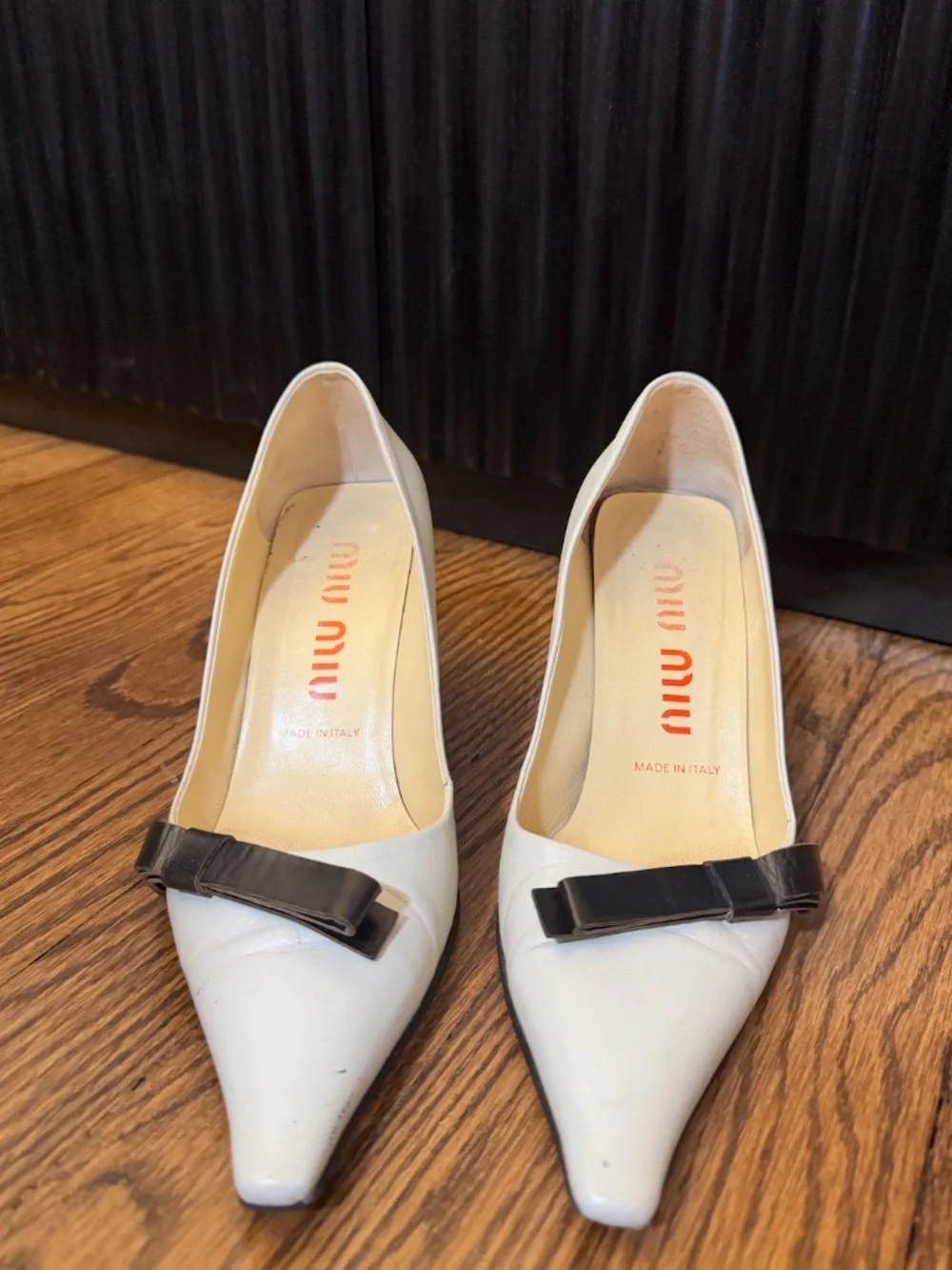 Miu Miu White Leather Heels Size 37.5